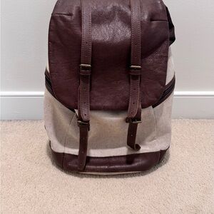 Bonfanti leather and canvas backpack / rucksack